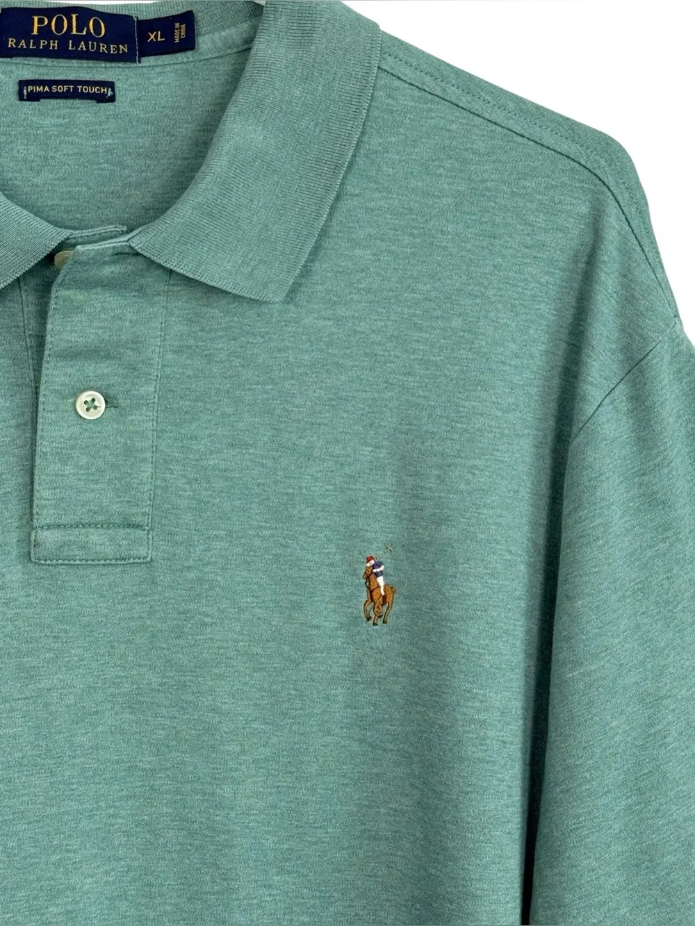Polo Ralph Lauren Pima Soft Touch Polo Shirt Green Heather XL Men’s Cotton
